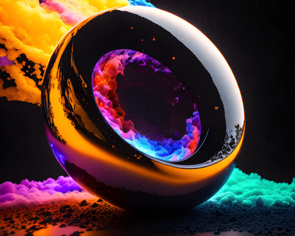 Colorful Cosmic Scene Reflected in Spherical Object