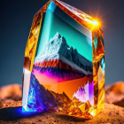 Captivating Mountain Landscape Encapsulated in Luminous Crystal