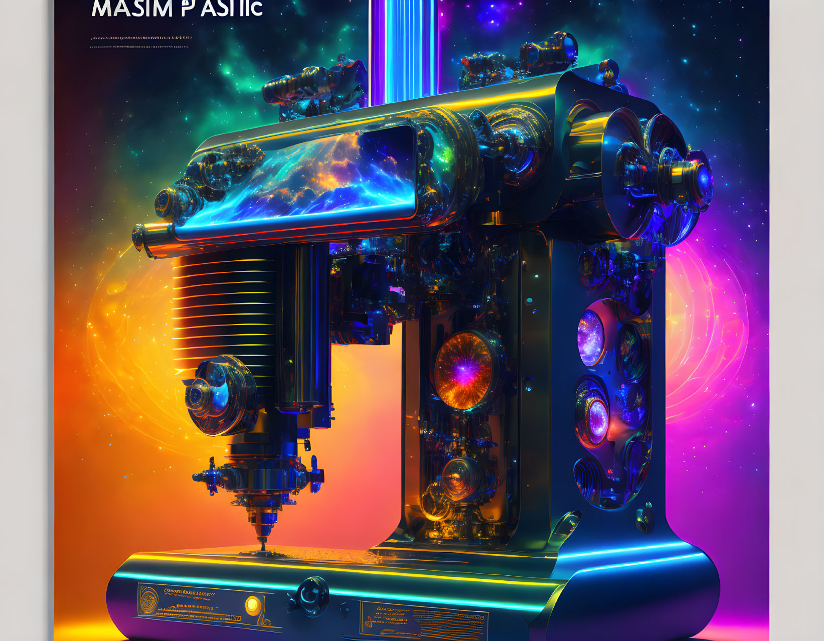 Colorful Psychedelic Futuristic Espresso Machine Illustration