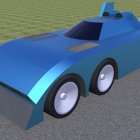 Blue Futuristic Sports Car with Aerodynamic Design on Asphalt Road