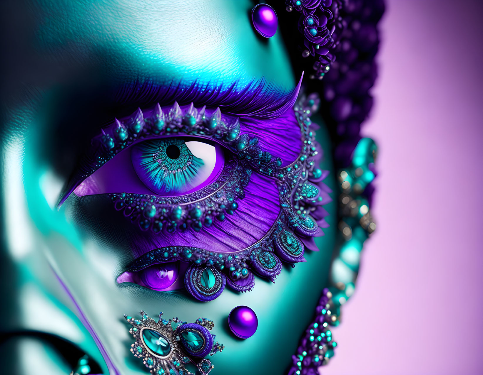 Elaborate Stylized Eye Artwork with Colorful Patterns