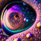 Colorful abstract image with fractal-like pattern and iridescent orbs