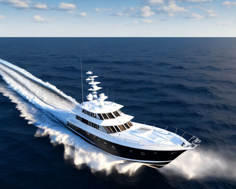 Luxury Yacht Cruising on Blue Ocean with Multiple Decks