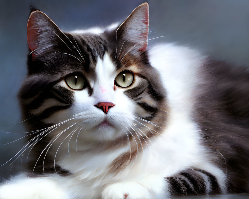 Black and White Cat with Yellow Eyes and Whiskers on Smooth Surface