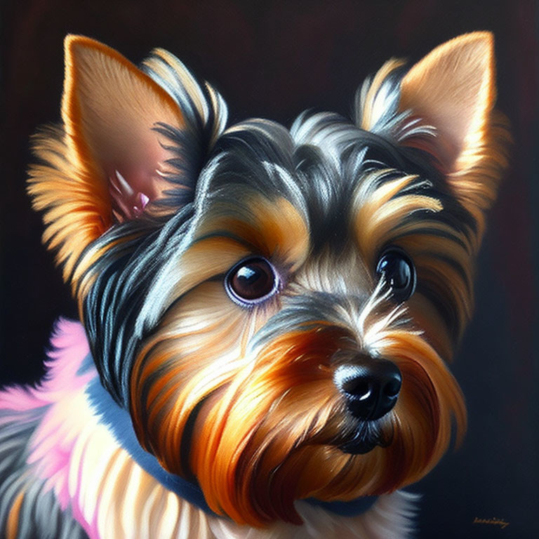 Detailed Portrait of Yorkshire Terrier with Black and Tan Fur