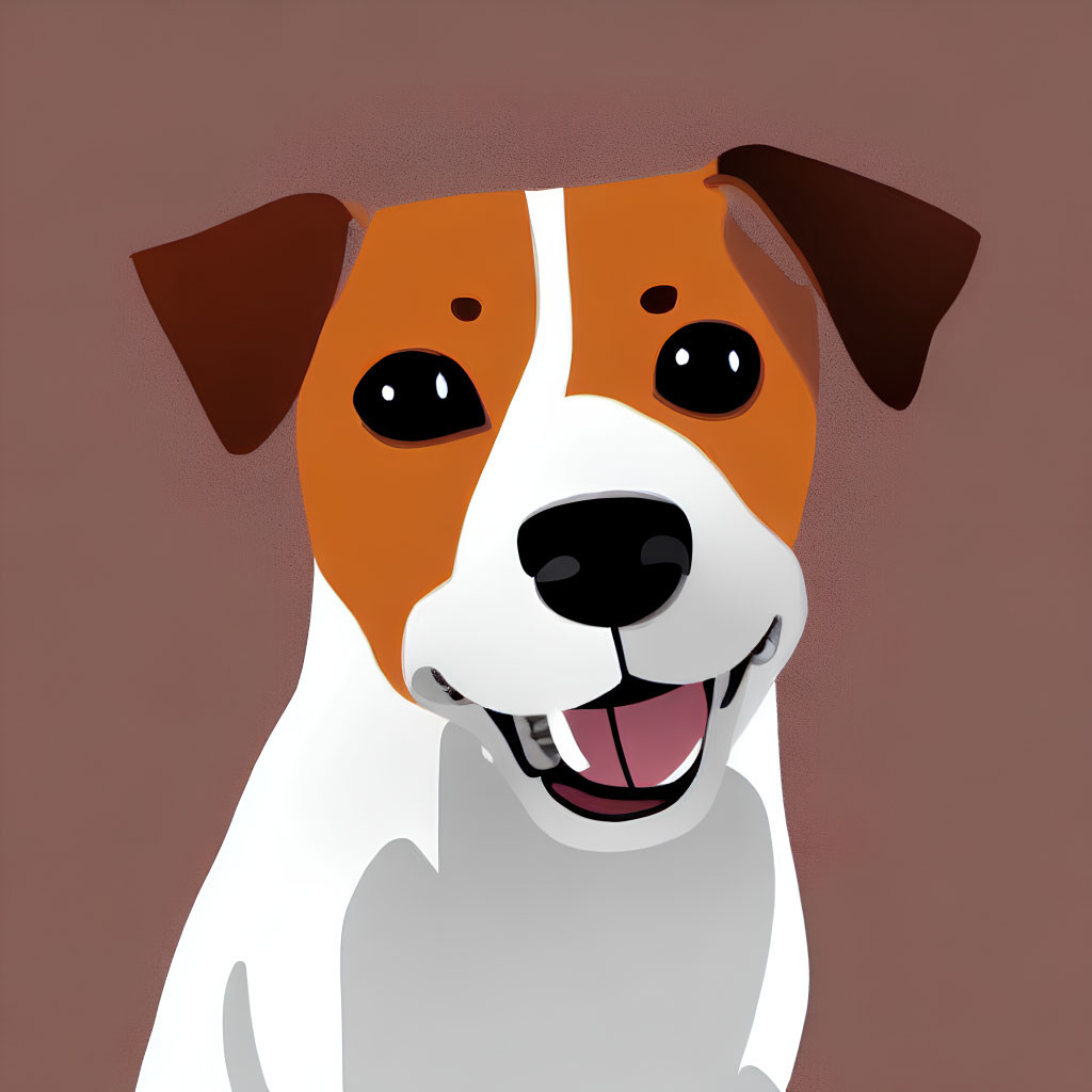 Brown and White Fur Happy Dog Cartoon Illustration