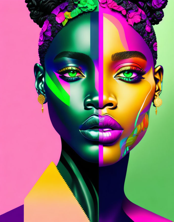 Colorful Pop Art Portrait of a Woman's Face