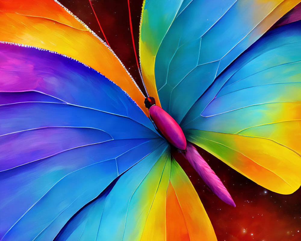 Colorful Butterfly Artwork with Cosmic Background