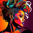 Vibrant Colorful Portrait of a Woman in Profile