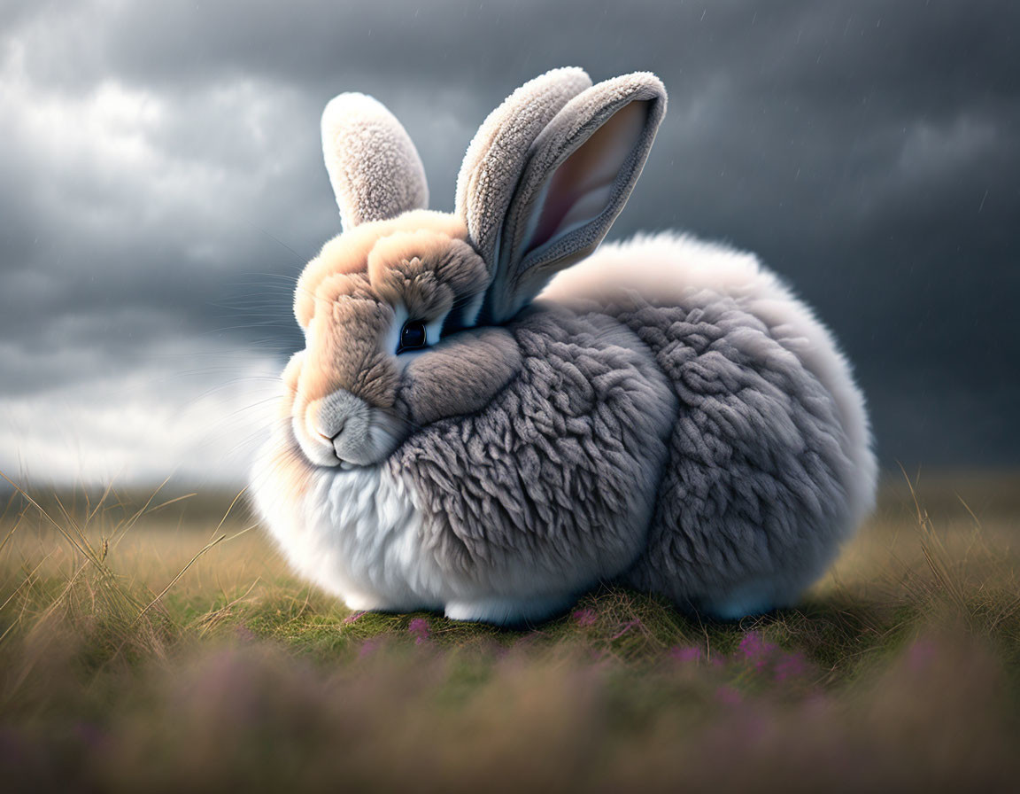 bunny with cloudy background
