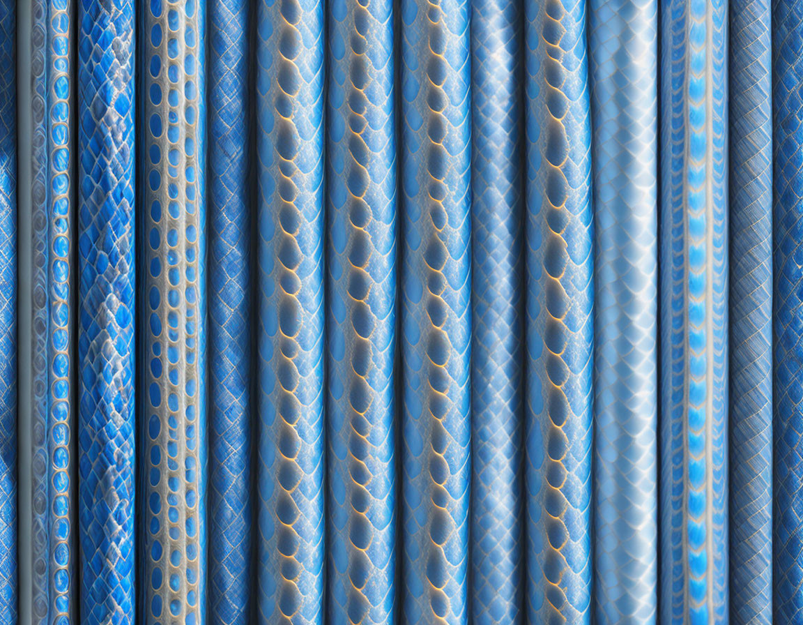 Assorted Blue-Patterned Neckties: Stripes, Dots, Paisleys