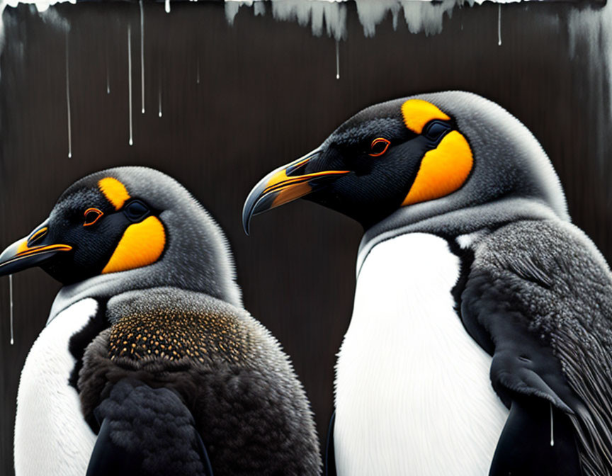 King Penguins Displaying Black and White Plumage with Orange Markings