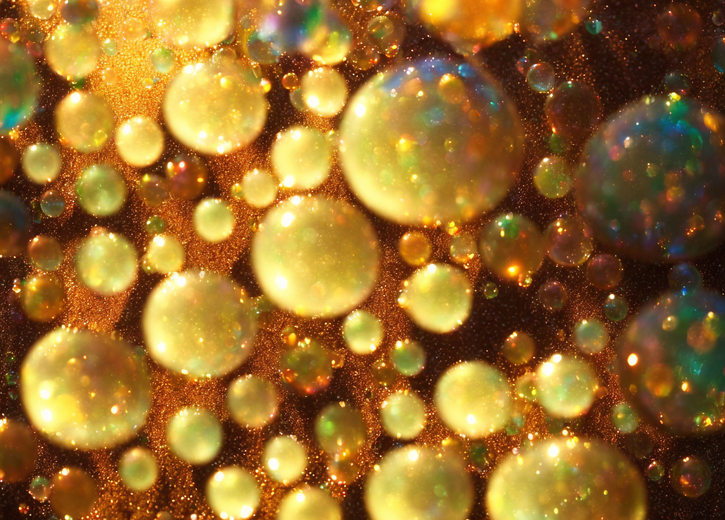 Colorful glistening bubbles with bokeh effect for vibrant abstract background