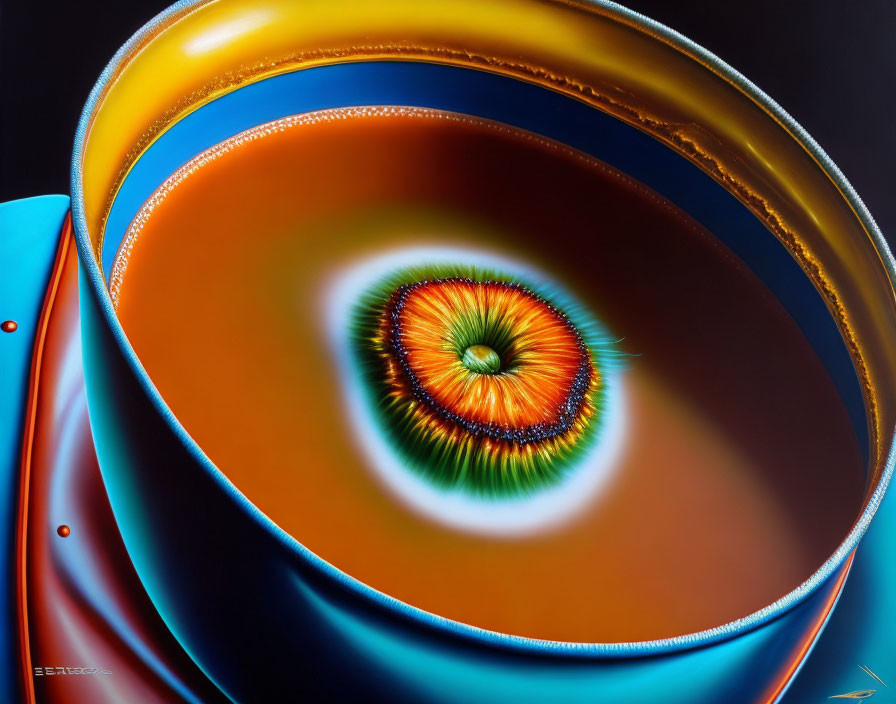 Colorful Abstract Painting with Eye-Like Concentric Rings
