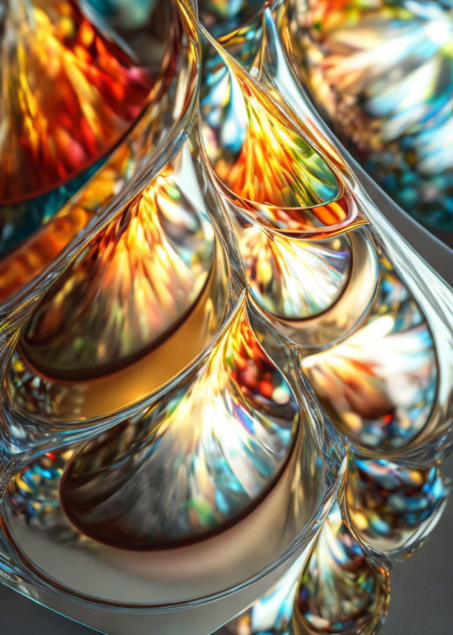 Vibrant metallic fluid-like structures with intricate swirling designs