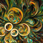 Colorful Abstract Art: Swirling Orange, Teal, and Gold Patterns