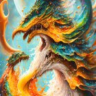 Colorful Swirling Hair Artwork Depicting Woman