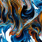 Colorful Abstract Swirls in Blue, Orange, and White Fluid Art Pattern