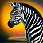 Colorful Zebra Painting with Dripping Paint Mane on Black Background