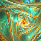 Abstract Blue and Gold Swirls with Cosmic Starry Texture