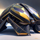 Detailed Hyper-Realistic Black Beetle Illustration on Grey Background