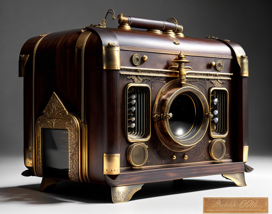 Vintage Steampunk-Inspired Camera with Brass Accents