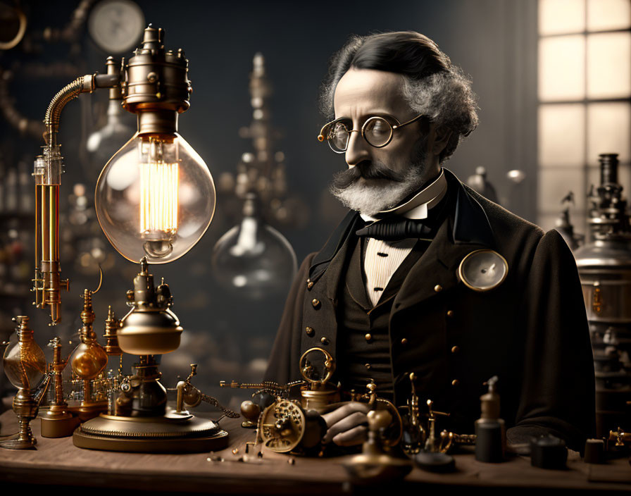 Victorian-Era Scientist Lab with Steampunk Gadgets