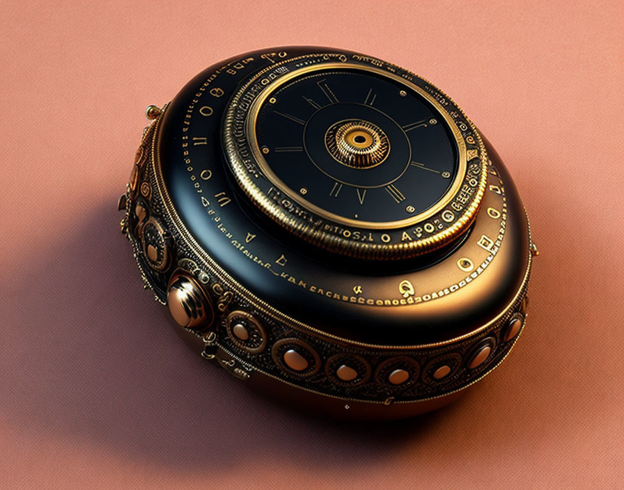 Golden spherical device with ornate patterns: Astrolabe interpretation