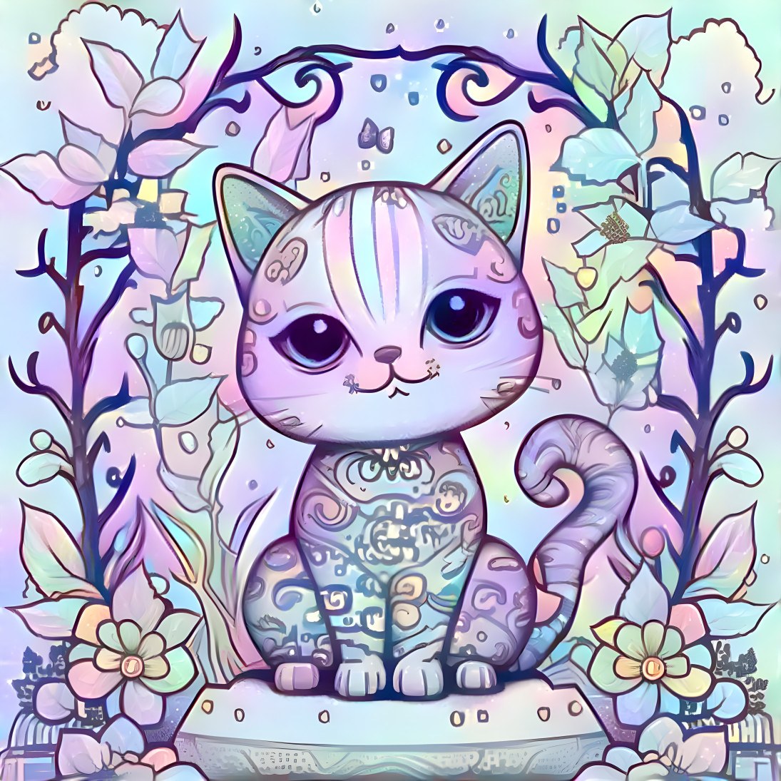 Creepy pastel cat