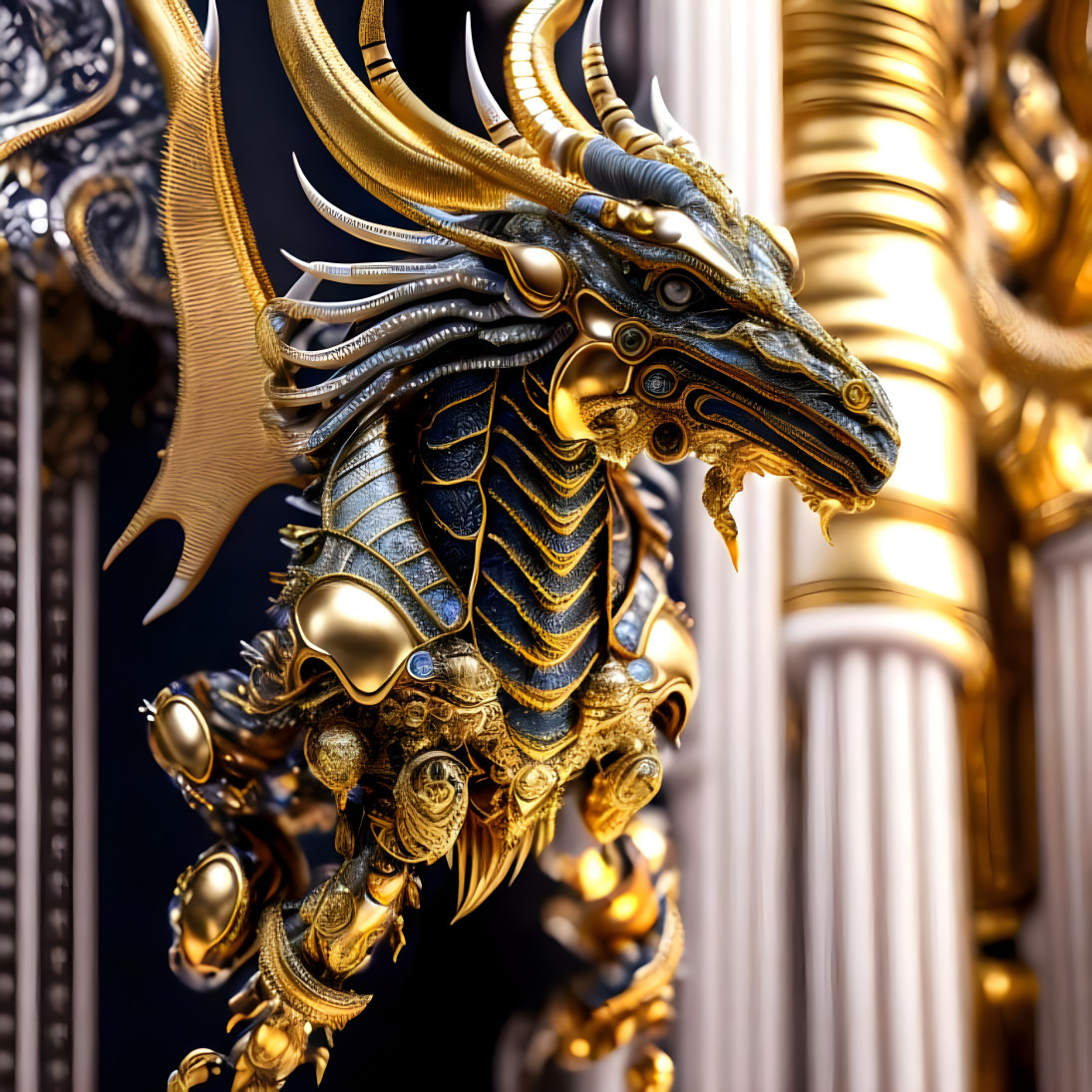 blue golden dragon