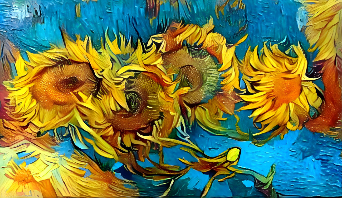 Four faded sunflowers