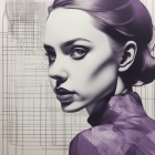 Geometric abstract portrait of a woman with monochrome color scheme