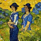 Digital Artwork: Couple in Van Gogh-Inspired Landscape