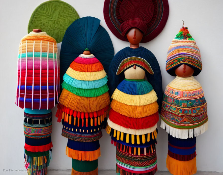 Traditional Dresses and Hats in Vibrant Colors and Patterns