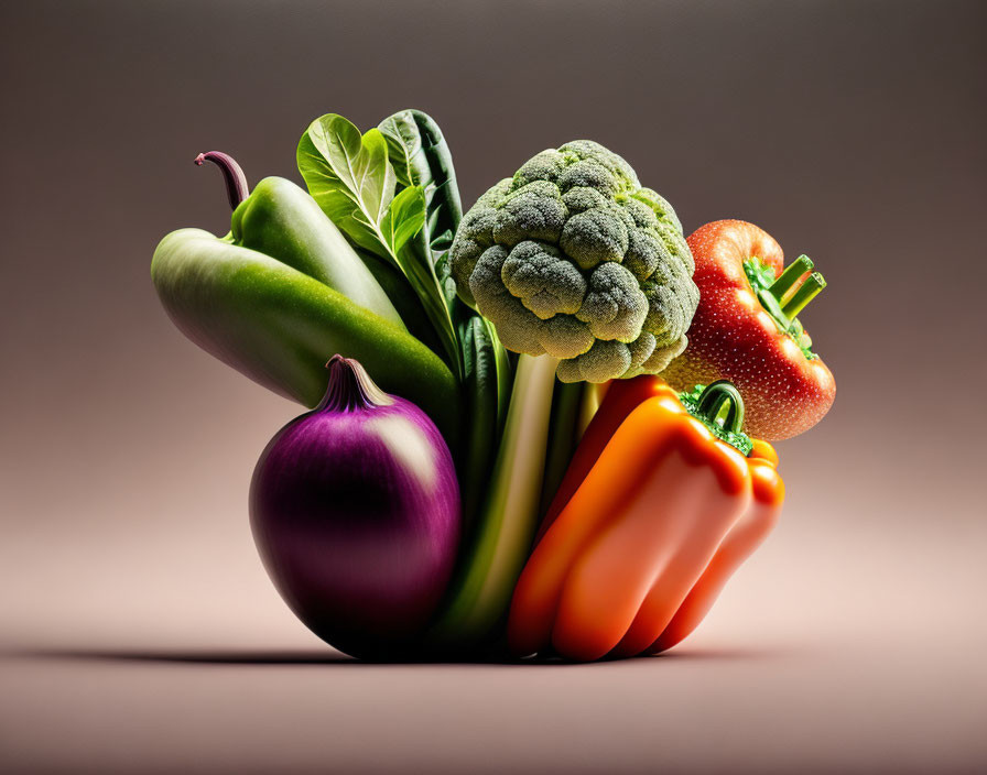 Colorful Vegetable Arrangement on Neutral Background