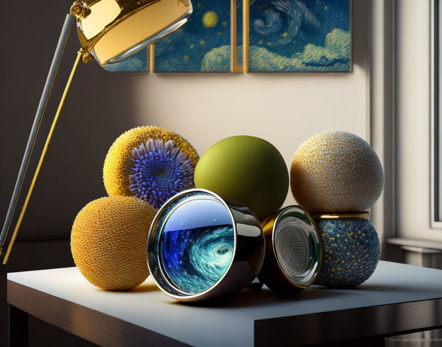 Reflective Spheres and Textured Balls Still Life Composition