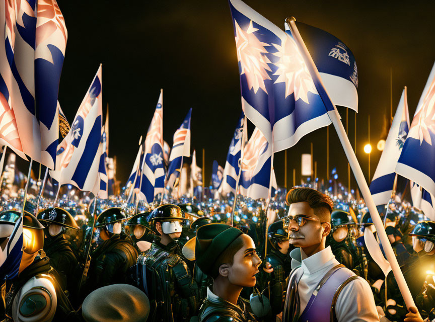 Protest at night