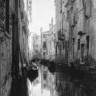 Winter Venice Canal: Gondolas, Snow-Covered Buildings, Soft Glow