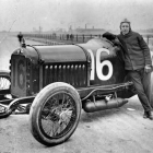 Vintage Racing Car Number 93 with Exposed Mechanical Parts and Gray Body