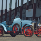 Vintage Luxury Car in Elegant Classical Architecture Setting