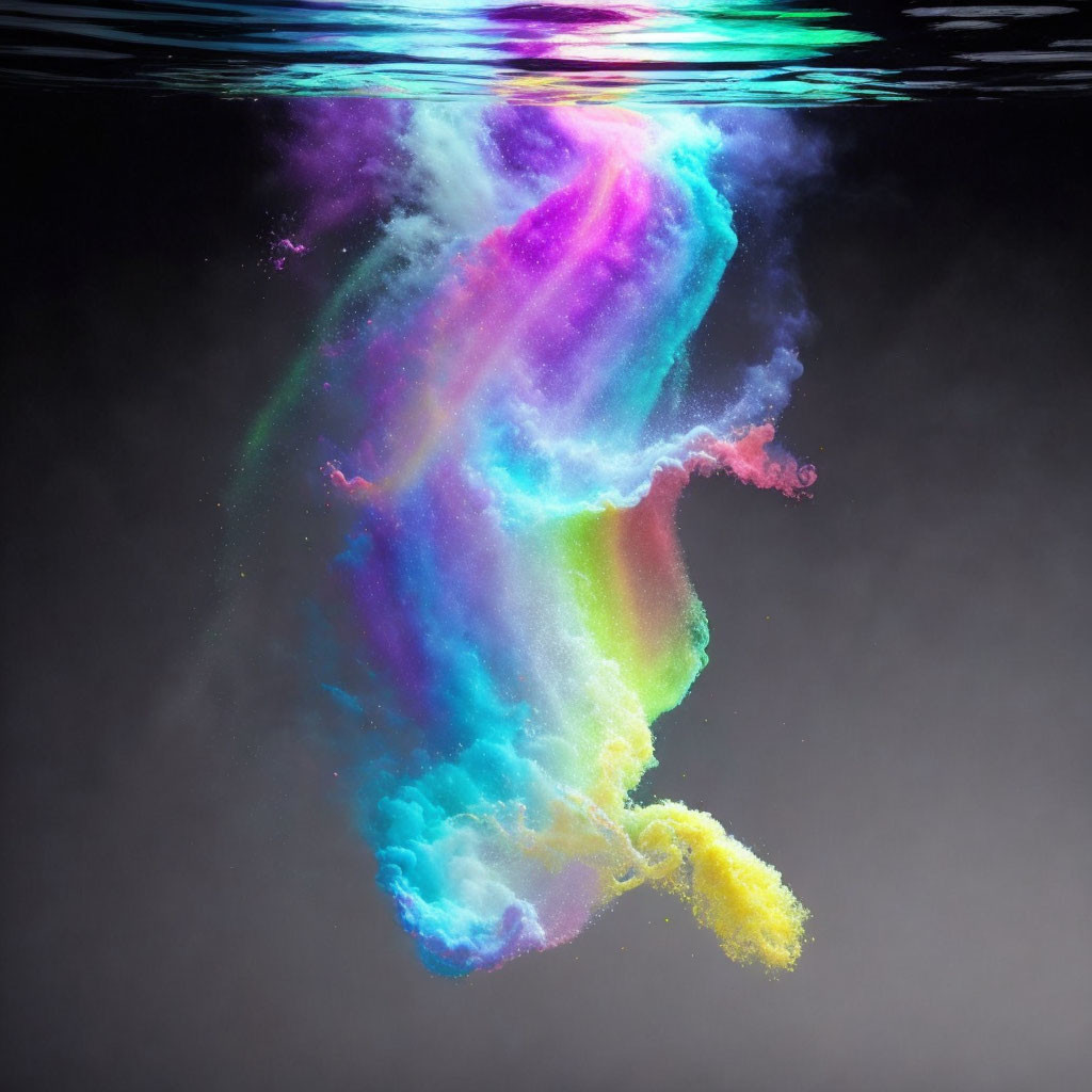 Colorful Cloud-Like Formation Underwater Reflecting Spectrum