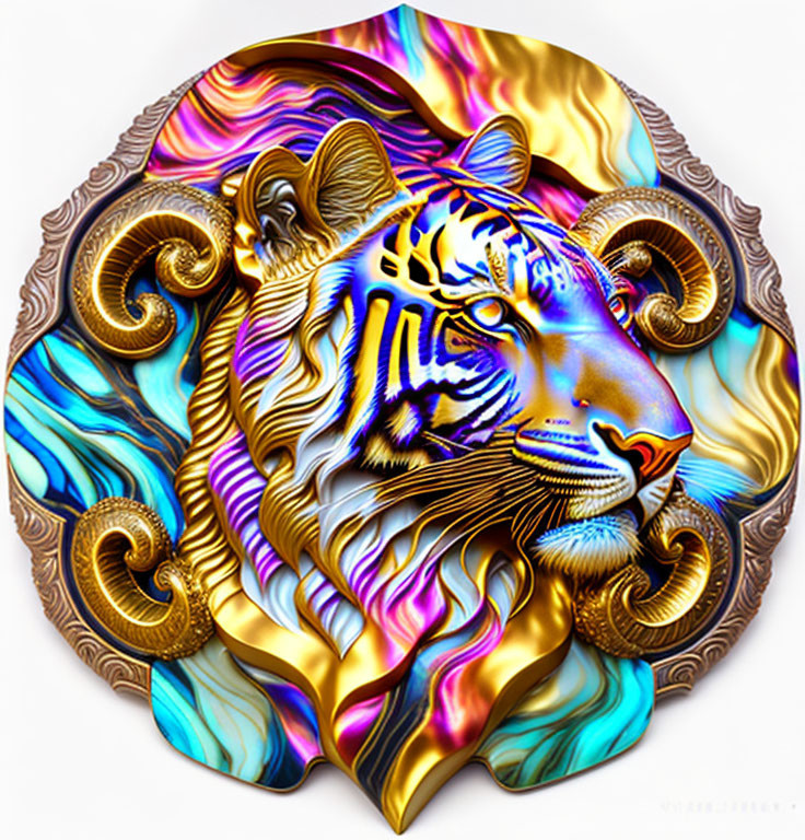 3D Gold tiger emblem