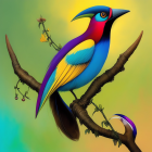 Colorful Birds Perched on Blossoming Branches in Vibrant Nature Scene