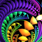 Colorful Neon Flower and Swirl Patterns on Black Background