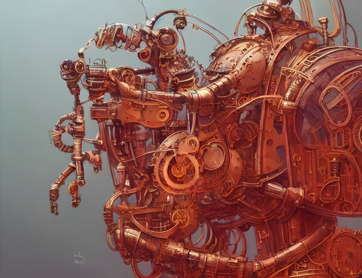 Detailed Steampunk Artwork with Large Mechanical Structure