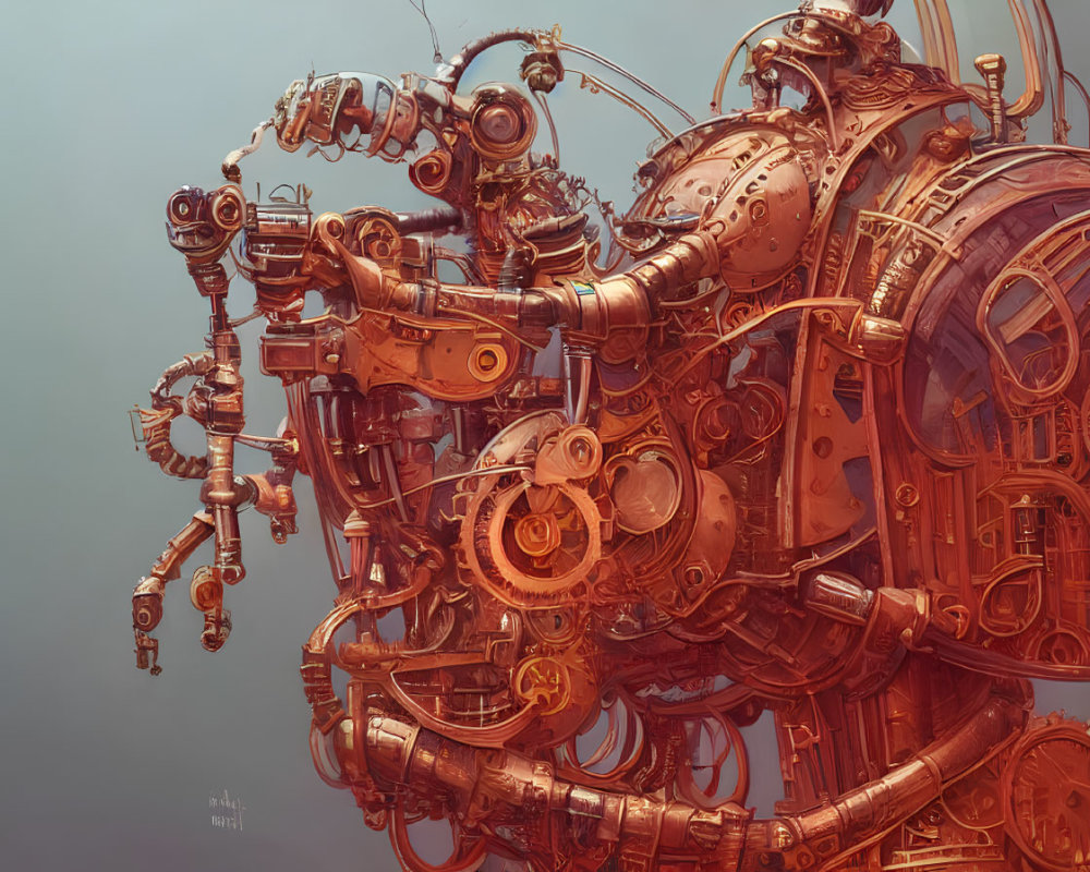 Detailed Steampunk Artwork with Large Mechanical Structure