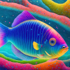 Colorful Fish Swimming in Coral Reef Amidst Underwater Flora