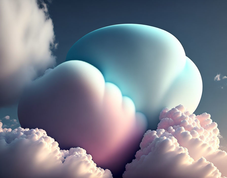 Abstract bubble shapes in dreamy sky scene