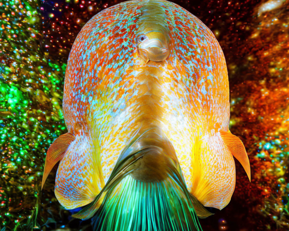 Colorful Orange Fish with Speckled Patterns and Prominent Lips in Underwater Scene