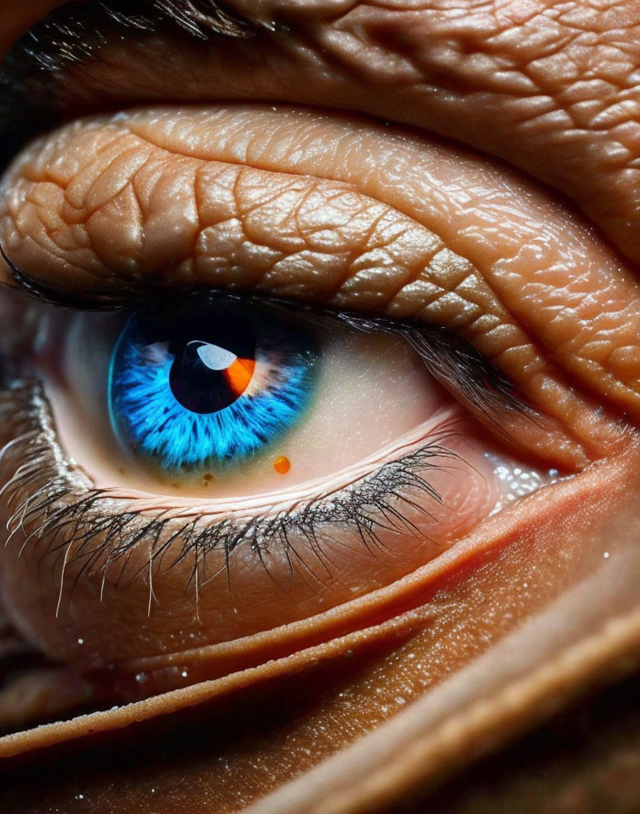 Detailed Close-Up of Vibrant Blue Iris and Eyelashes